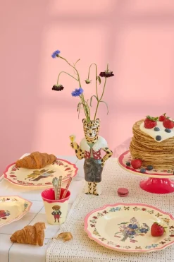 Melamin Vintage Middagstallerken Nathalie Lété Neon Rosa