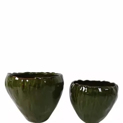 MERCY Potte s/2 D14,5/18 H13,5/16 cm dark green P12/14