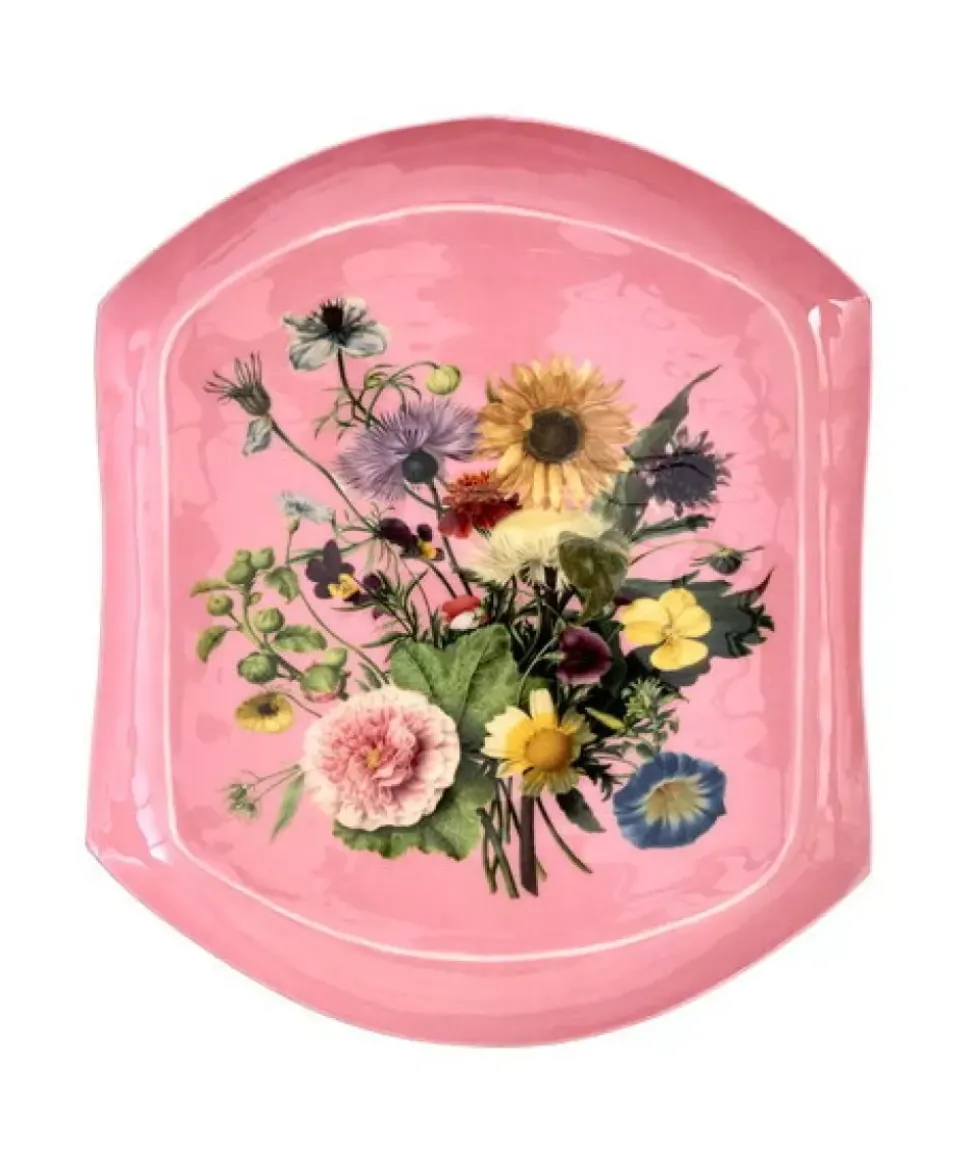 Metallbrett Med Blomsterbukett - Rosa
