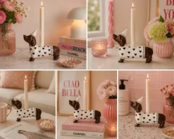 Mignon Lysestake Dachs Med Hatt Hvit