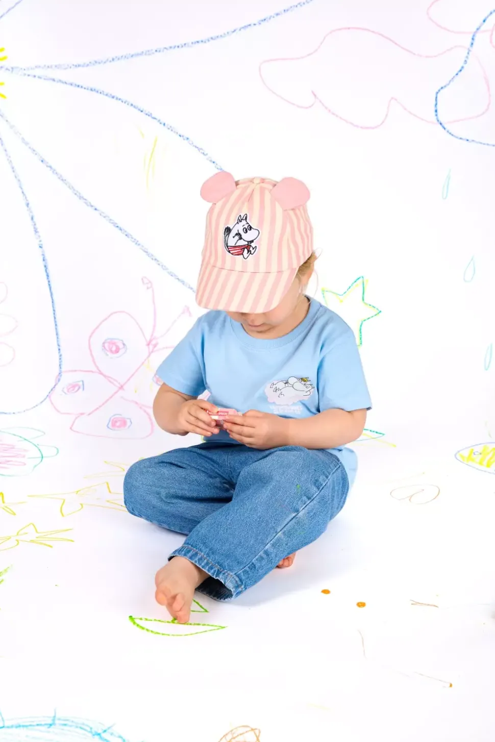 Moomin Baby Caps Med Ører Rosa