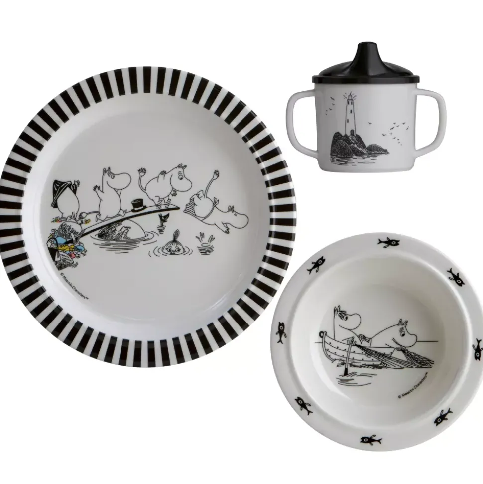 Moomin Barneservise Svart & Hvit
