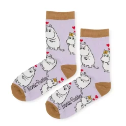 Moomin Sokker 36-42 Damer Klassisk Kjærlighet Moomintroll Og Snorkfrøken Lilla