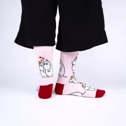 Moomin Sokker 36-42 Damer Klassisk Kjærlighet Moomintroll Og Snorkfrøken Rosa