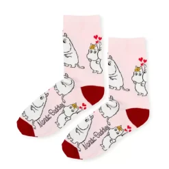 Moomin Sokker 36-42 Damer Klassisk Kjærlighet Moomintroll Og Snorkfrøken Rosa