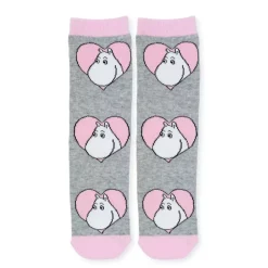 Moomin Sokker 36-42 Damer Klassisk Kjærlighet Grå Og Rosa