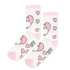 Moomin Sokker 36-42 Damer Retro Kjærlighet Hvit Og Rosa