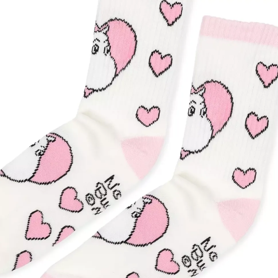 Moomin Sokker 36-42 Damer Retro Kjærlighet Hvit Og Rosa