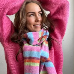 Morild Knit Mini Stripe Skjerf - Pastell mix