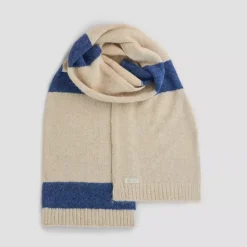 Morild Knit Stripe Skjerf - Lys Beige/Klassisk blå