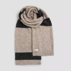 Morild Knit Stripe Skjerf - Sand/Antrasitt