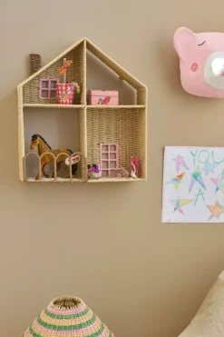 Papirtauhylle I Husform Med Rosa Detaljer