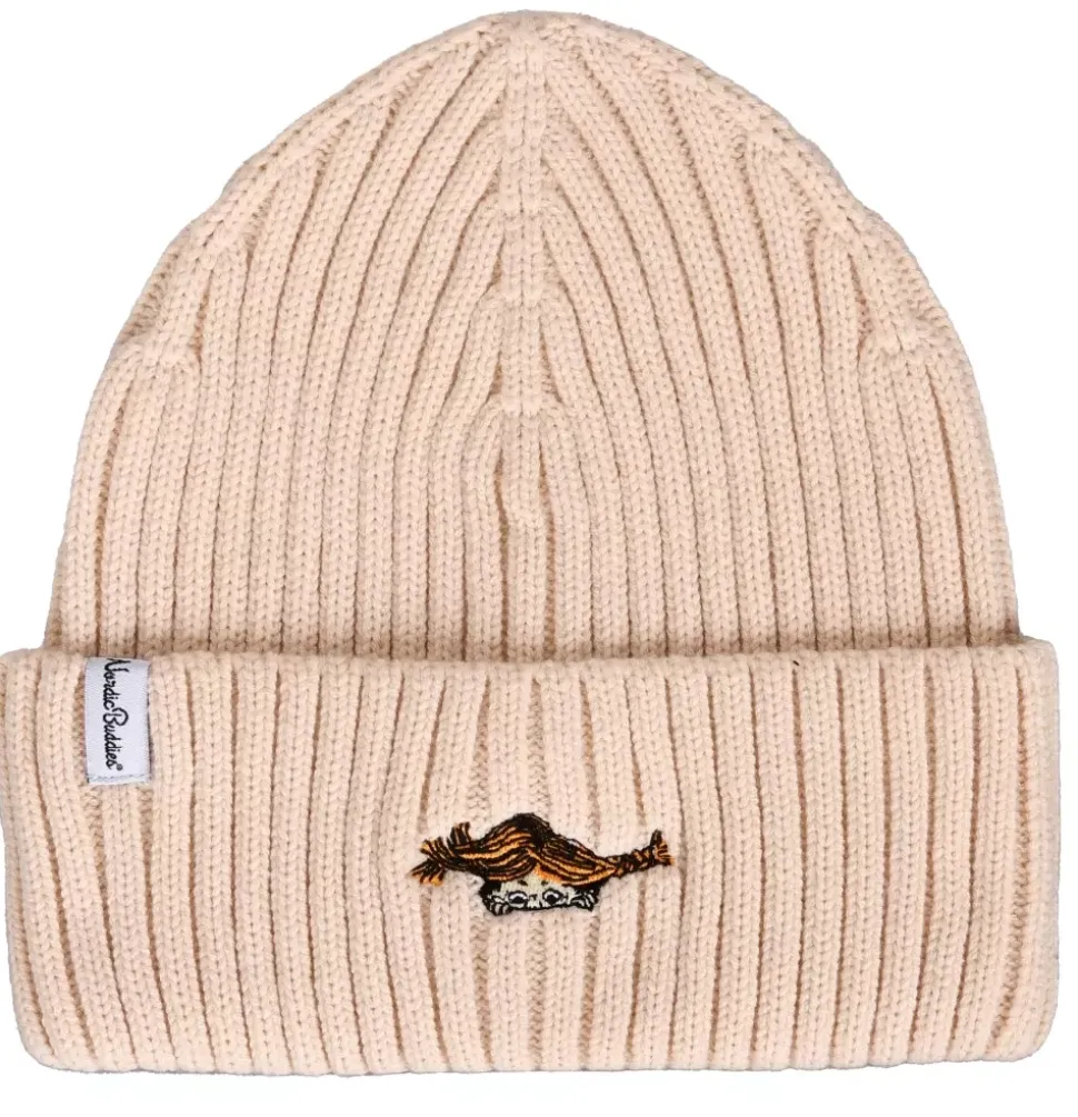 Pippi Beanie Brodert Beige