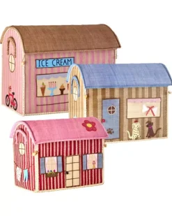 Raffia Leketøyskurver Med Paris Tema - Sett Med 3 stk.
