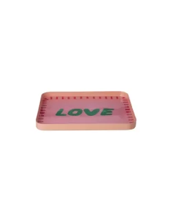 Rektangulært Metallbrett Med LOVE – Rosa – Liten