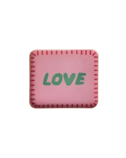 Rektangulært Metallbrett Med LOVE – Rosa – Liten