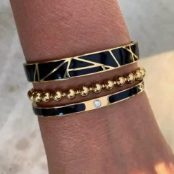Rose Tynt Armbånd Enamel Svart/Gull