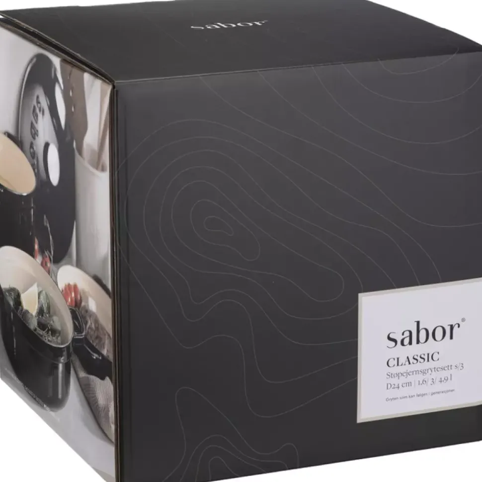 Sabor - Classic - Støpejernsgrytesett s/3 - 1,6/ 3/ 4,9 l