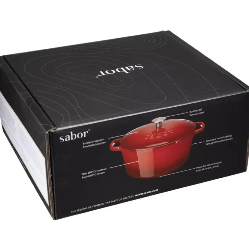 Sabor Støpejernsgryte Rød 4,4 l