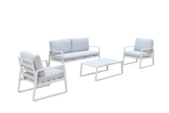 Samos - Sofagruppe Beige 2+1+1+bord Aluminium