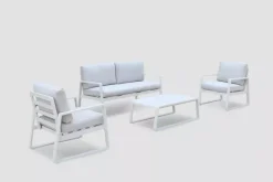 Samos - Sofagruppe Beige 2+1+1+bord Aluminium