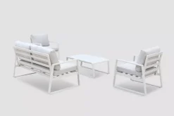 Samos - Sofagruppe Beige 2+1+1+bord Aluminium