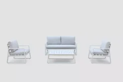 Samos - Sofagruppe Beige 2+1+1+bord Aluminium