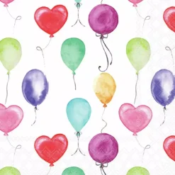 Serviett Lunsj Flying balloons white