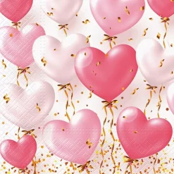 Serviett Lunsj Heart Balloon 33x33 20stk