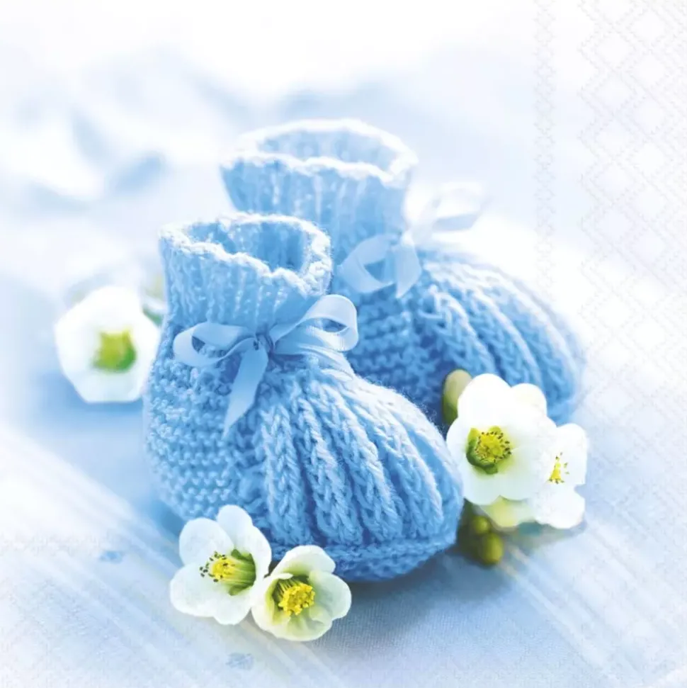 Serviett Lunsj Knitted shoes blue