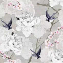 Serviett Lunsj Oriental Flowers Grey