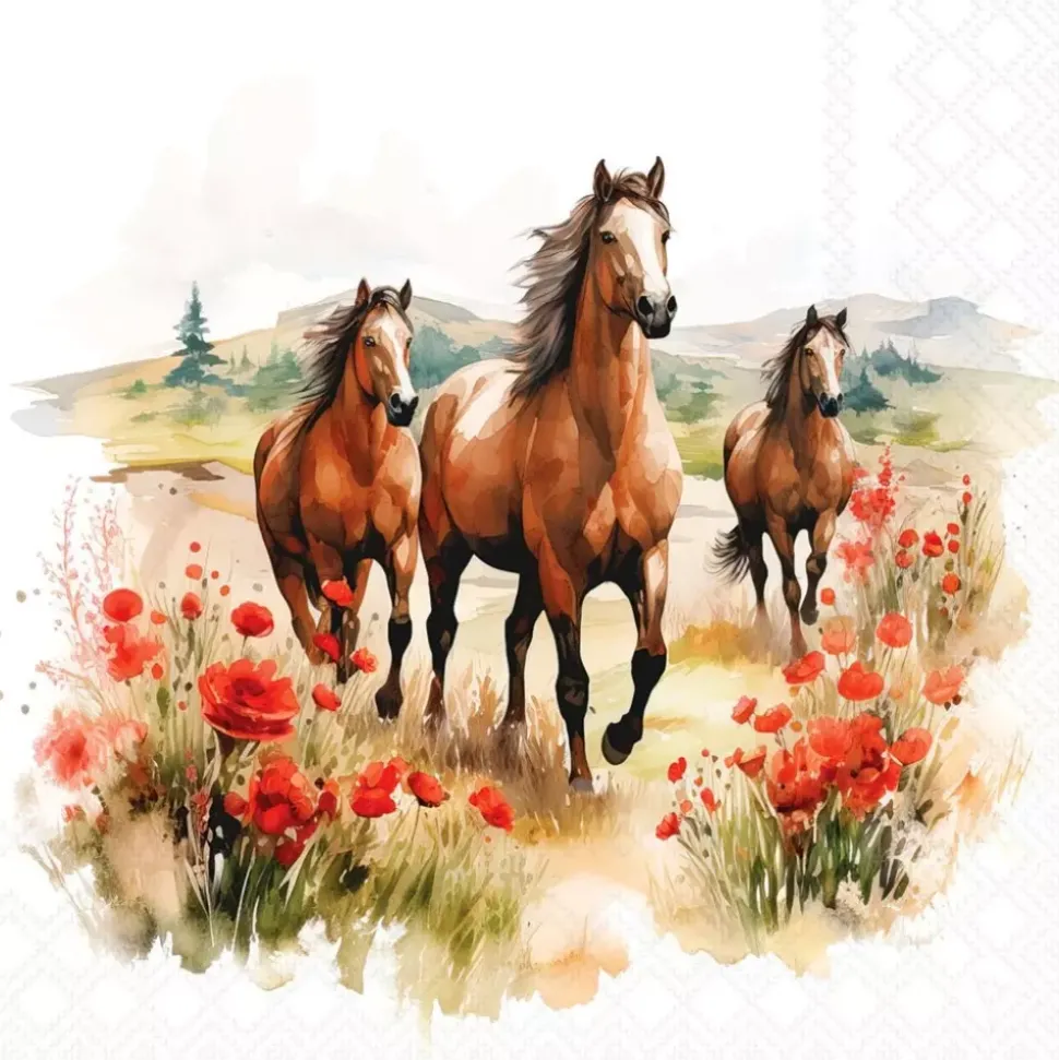 Serviett Lunsj Trotting horses