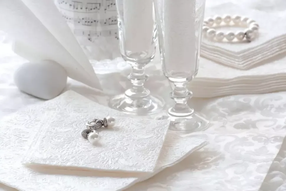 Serviett Middag Elegance Pearl White