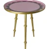 Sidebord I Metall - Rosa Med Brun Bølget Kant
