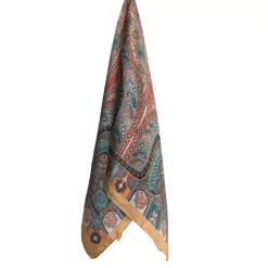 Silkemykt Skjerf Blå Masala Paisley
