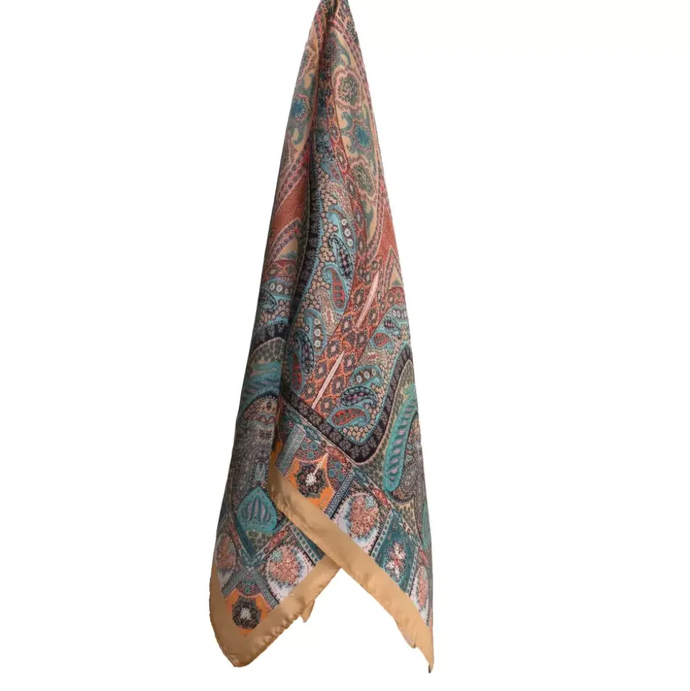 Silkemykt Skjerf Blå Masala Paisley