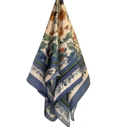 Silkemykt Skjerf Blå Vintageblomster