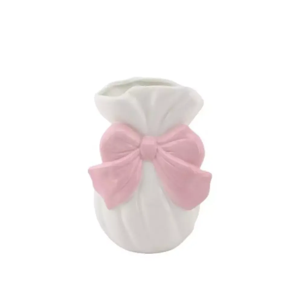 Sløyfe Vase Hvit/Rosa H16