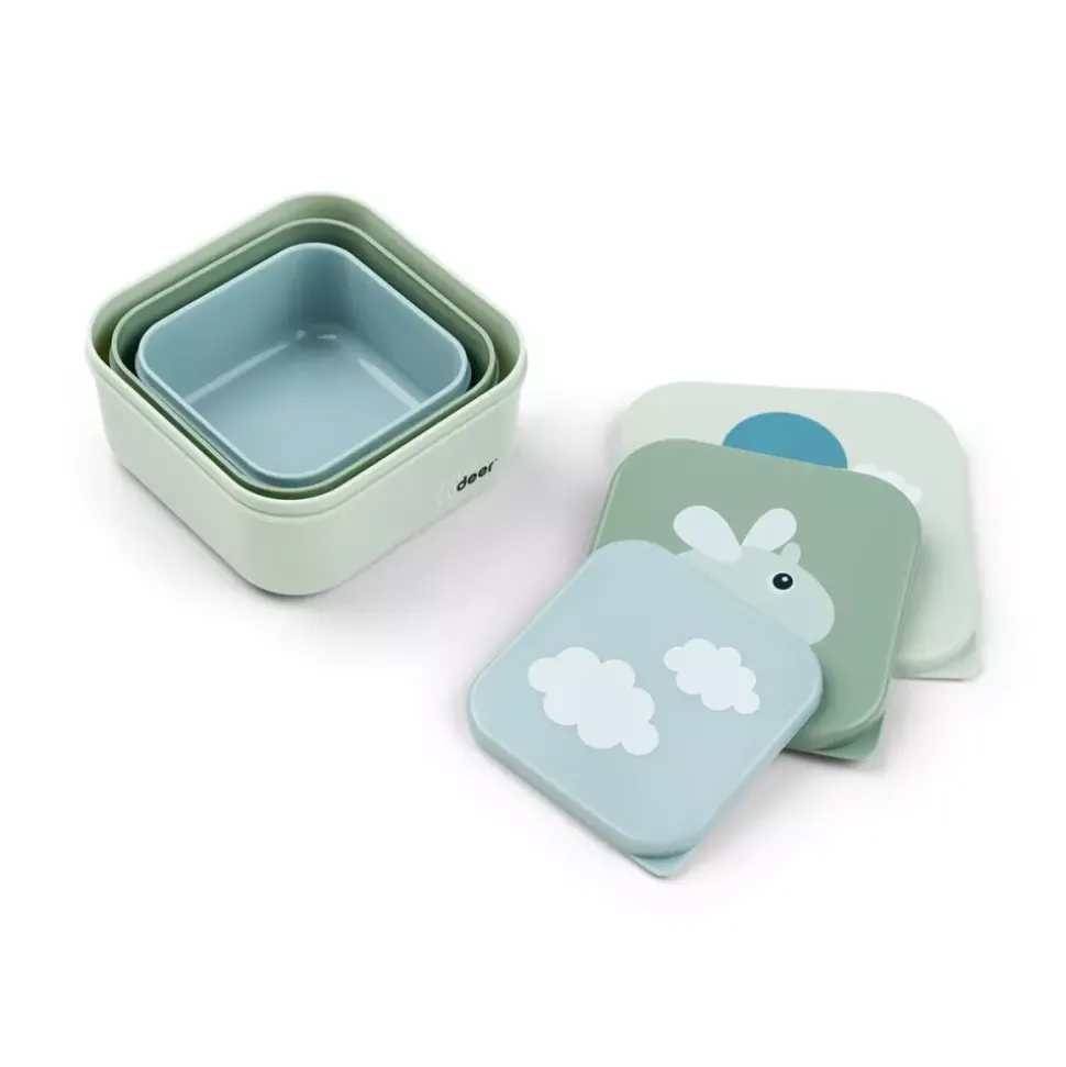 Snack Box S/3 pcs Happy clouds Green