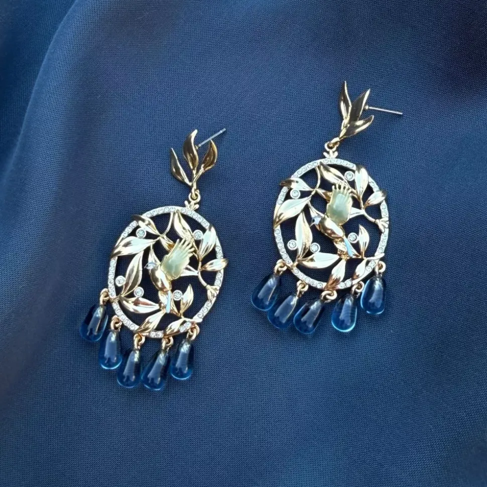 Statement-Øredobber, Blue Tit