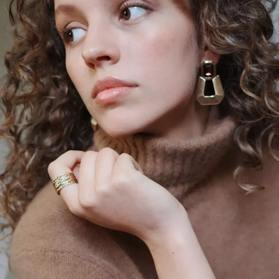 Statement-Øredobber, Burgundy, Grace G