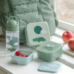 Straw Bottle Happy Clouds Green