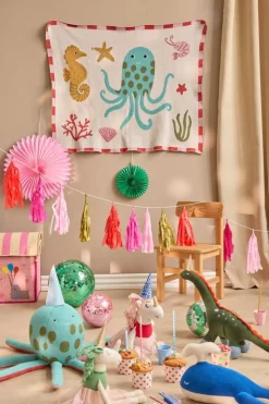 Strikket Babyteppe Coral Ocean