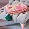 Strikket Pledd Rosa Med Blomster