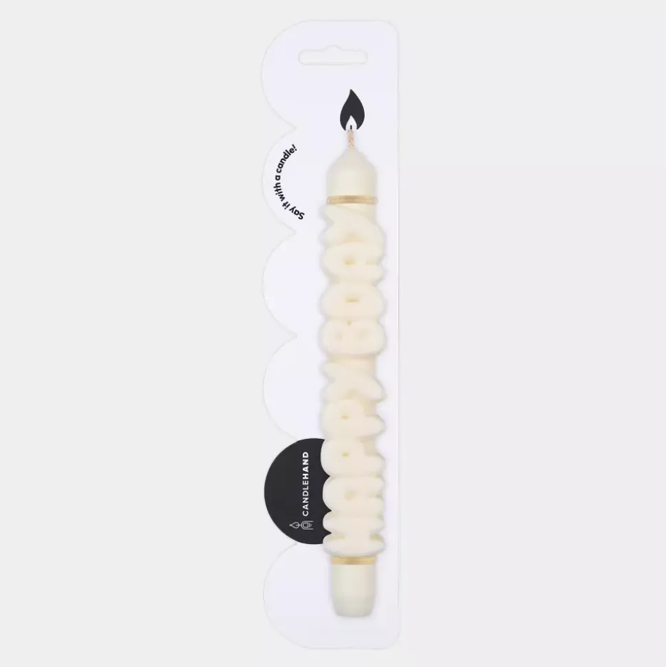 Taper Candle HAPPY BDAY Hvit