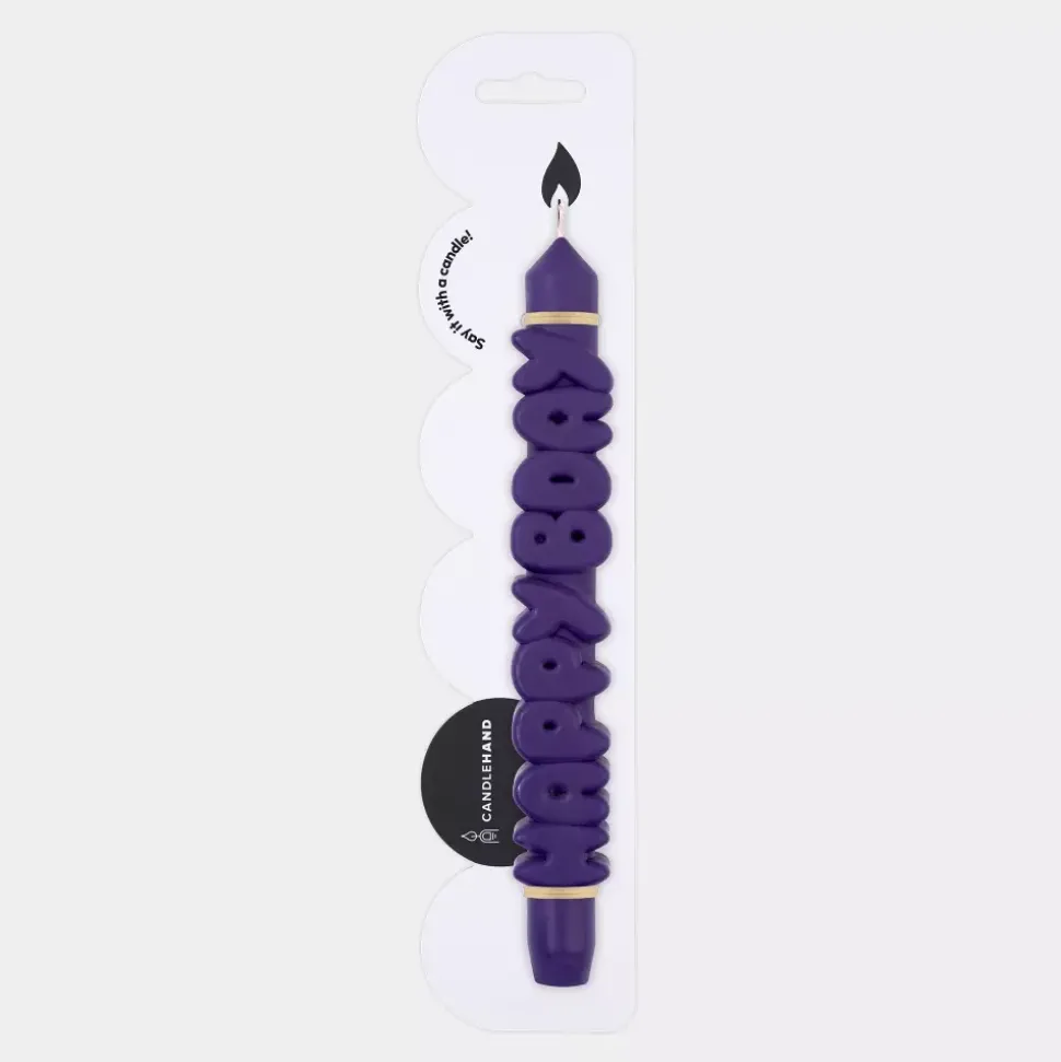 Taper Candle HAPPY BDAY Indigo