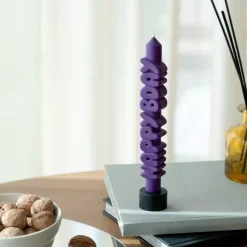 Taper Candle HAPPY BDAY Indigo