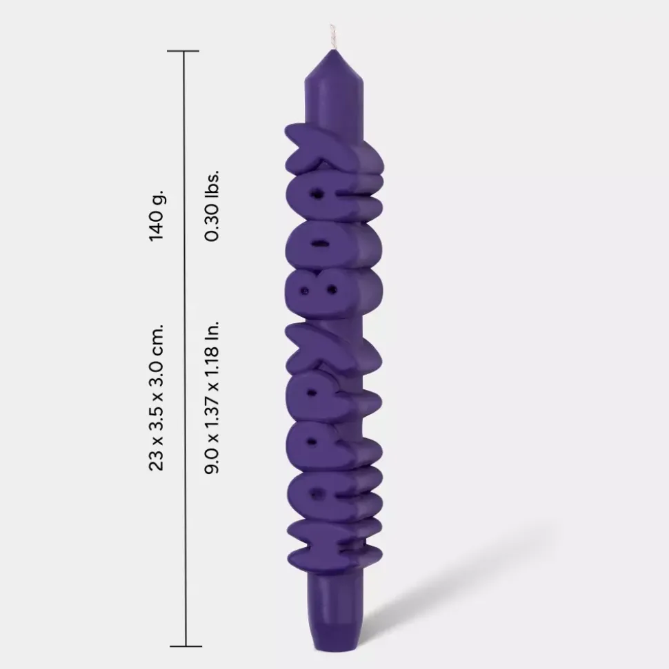 Taper Candle HAPPY BDAY Indigo