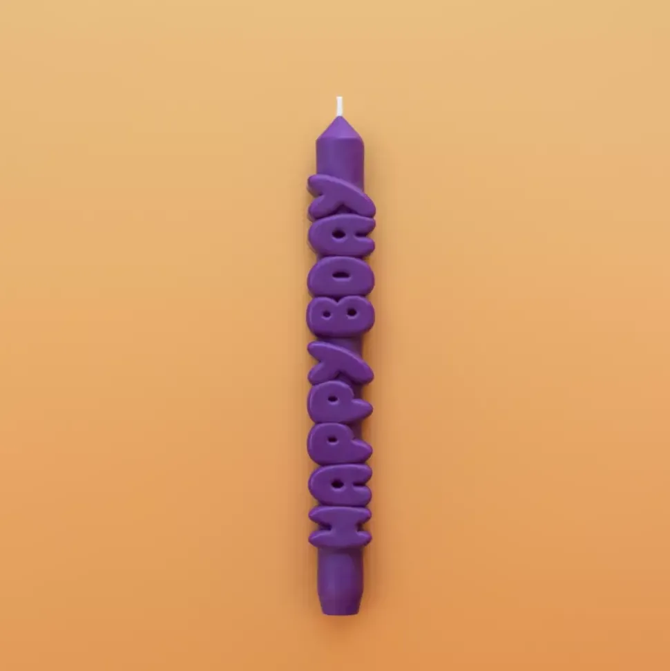Taper Candle HAPPY BDAY Indigo