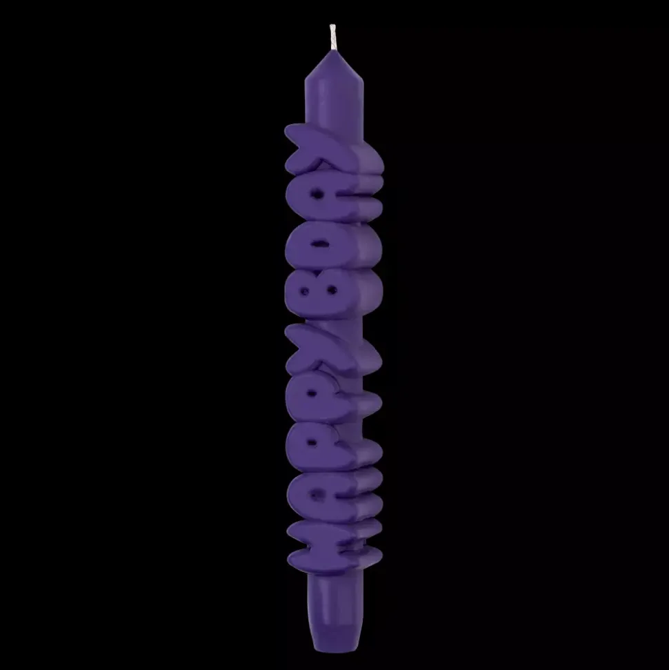 Taper Candle HAPPY BDAY Indigo